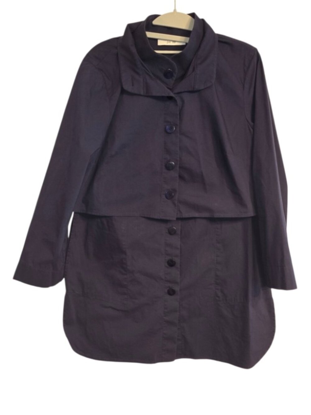 Per Se Dress Jacket Suit Combo Navy Blue Lagenlook Artsy Tiered Shirt Dress Coat